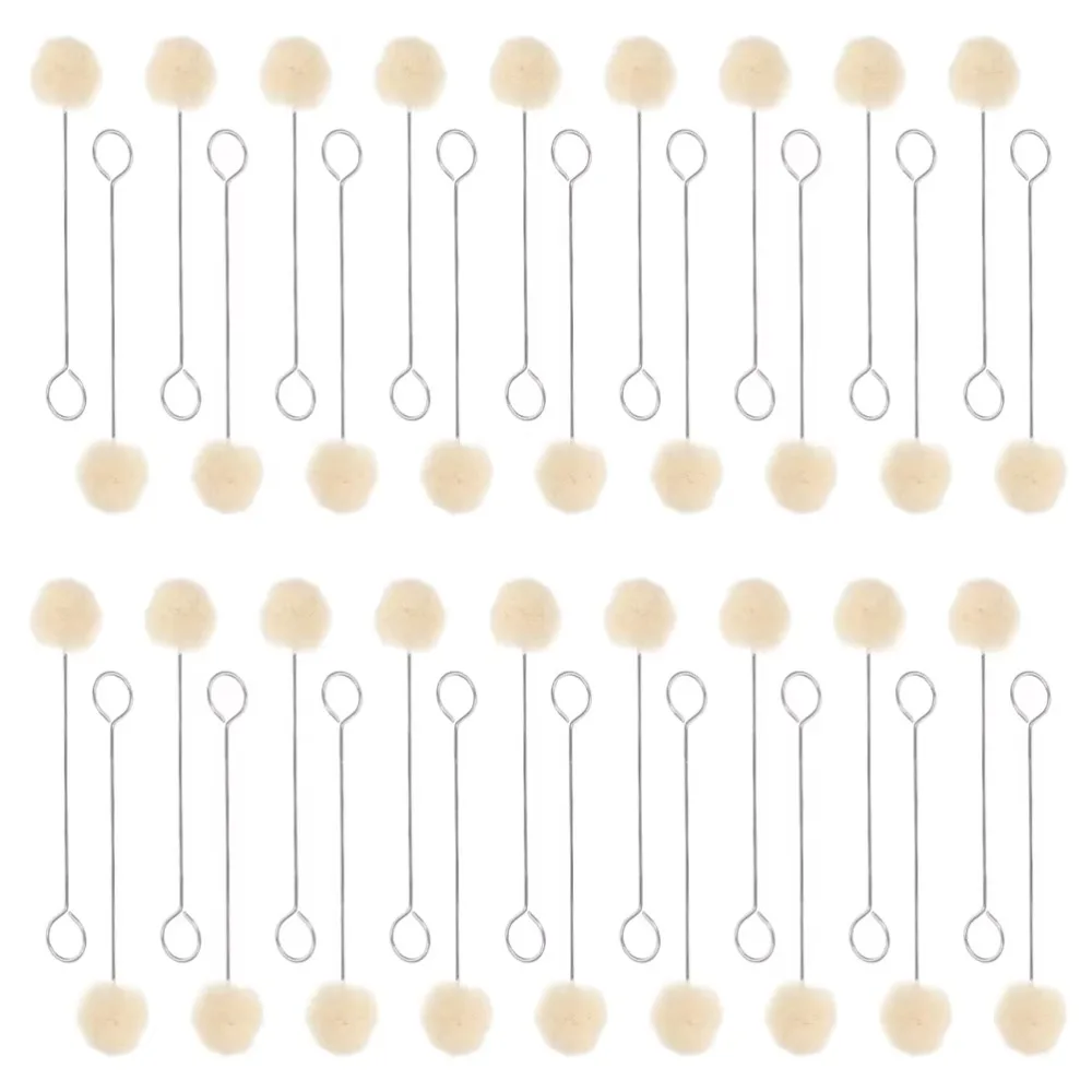 

100Pcs 12.5/15cm Leather Wool Balls Painting Brush Corrosion-resistant DIY Craft Leather Dyeing Applicator with Metal Handle