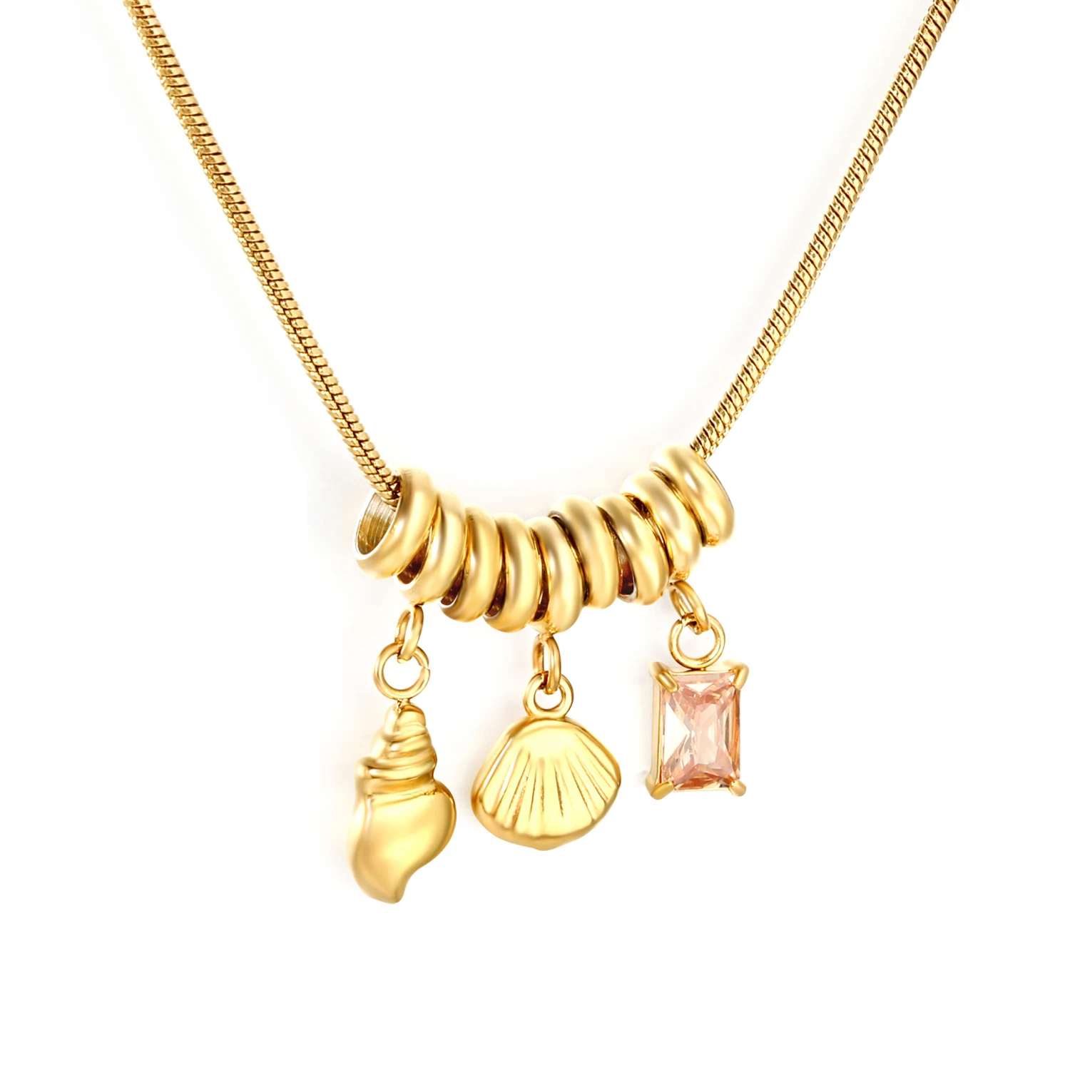 Modische Muschel- und Schnecken-Halskette aus Edelstahl, Leichter Luxus, Nischen-Design, Hochwertiger INS-Strandurlaubsstil, Elegant für Damen