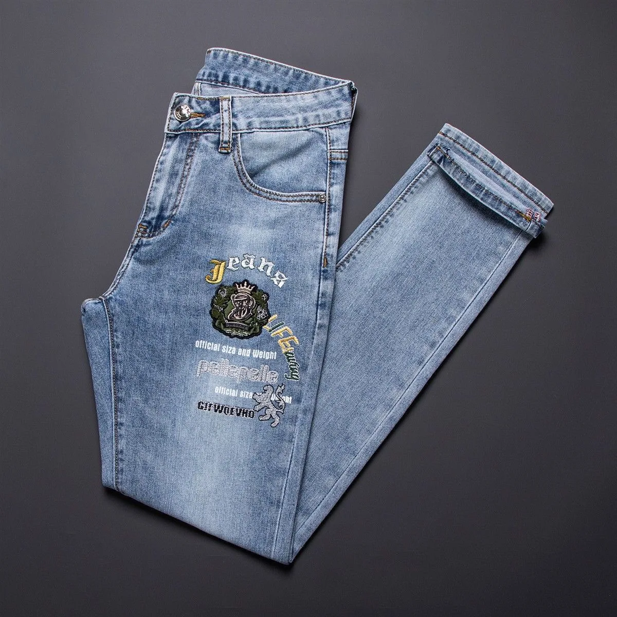 Spring and Autumn New Fashionable Trendy Printed Retro Straight Tube High Quality Jeans for Men's Casual Sports Stretch Jeans
