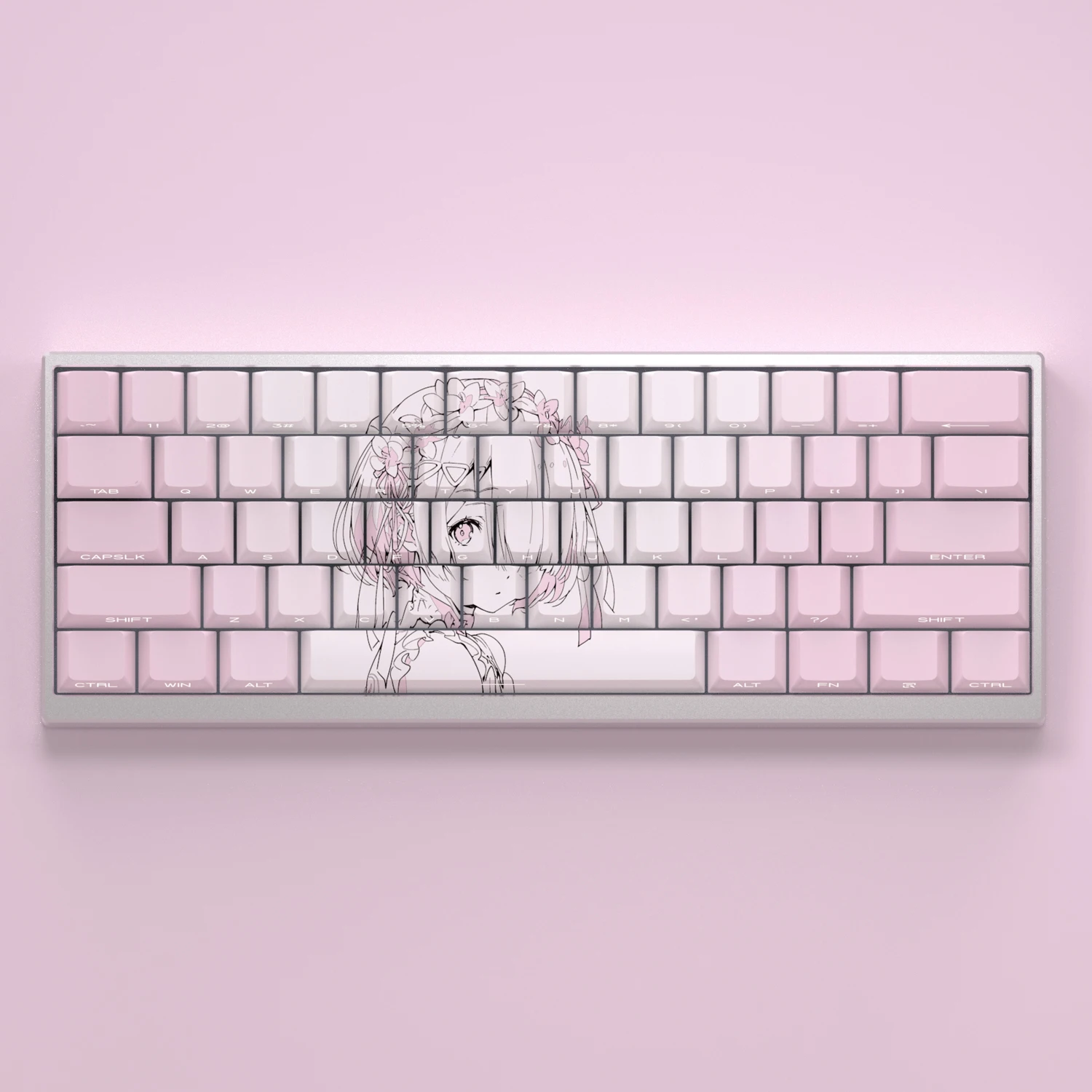 130 Keys Keycaps PBT Dye Sublimation Cherry Ram Pink Side Print Backlight Mechanical Keyboard AULA F75 Ajazz AK820 Pro Mad 60he