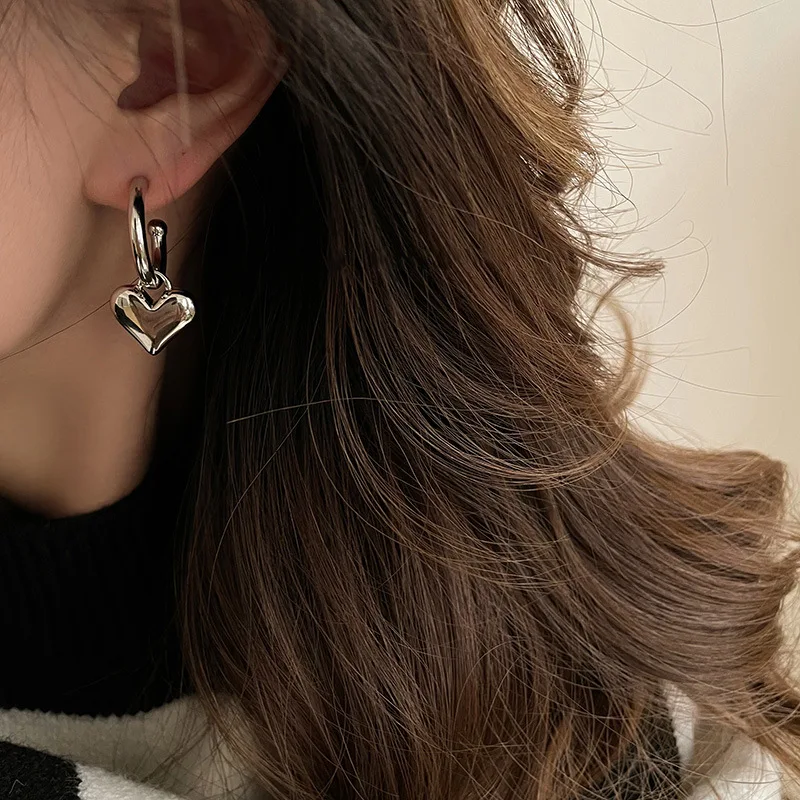 925 Sterling Silver Heart Drop Earrings For Woman Piercing Earrings Wedding Party Jewelry Prevent Allergies Jewellery