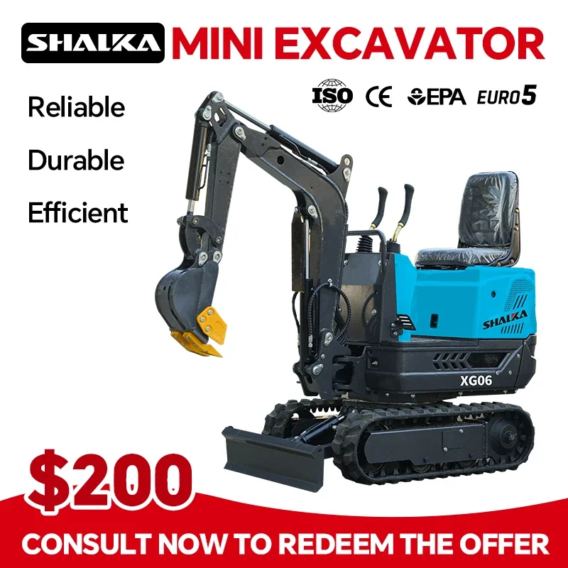 Prodotto personalizzato 0.8T Mini escavatore idraulico cingolato Mini escavatore cingolato agricolo Mini escavatore diesel