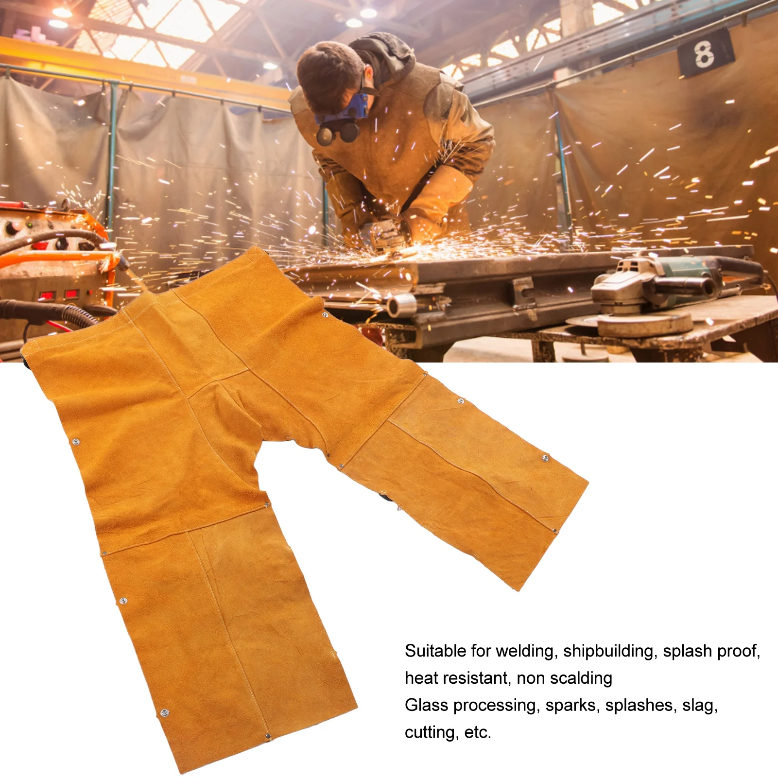 

ZK30 Welding Safety Chaps Leather Apron Adjustment Split Leg Fire Wear Resistant Protective Apparel pantalones de trabajo