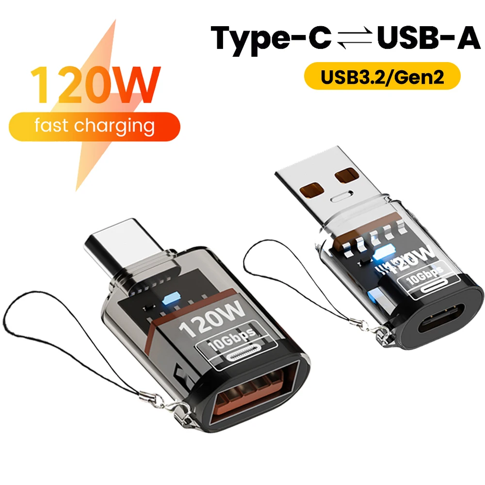 120W ประเภท C ถึง USB 3.2 อะแดปเตอร์ OTG USB หญิงประเภท C ชาย Fast CHARGING ADAPTER OTG USB C สําหรับ iPhone 15 16 Xiaomi แท็บเล็ต
