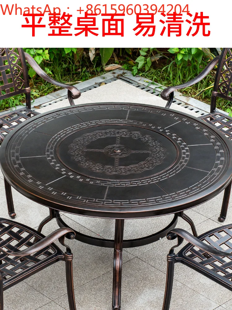 Outdoor barbecue courtyard balcony garden electric carbon barbecue European-style outdoor cast aluminum tables and chairs