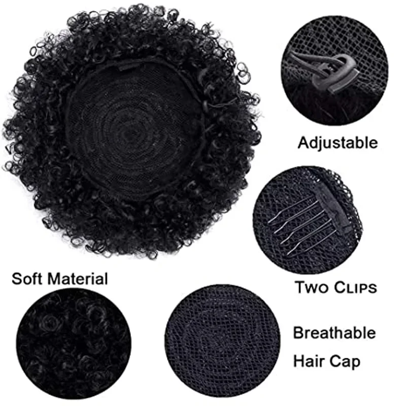 غريب الأطوار ث كعكة الشعر الاصطناعية Scrunchy للنساء الأفرو نفخة Chignon وصلات شعر قطع الشعر الرباط ذيل حصان مرن