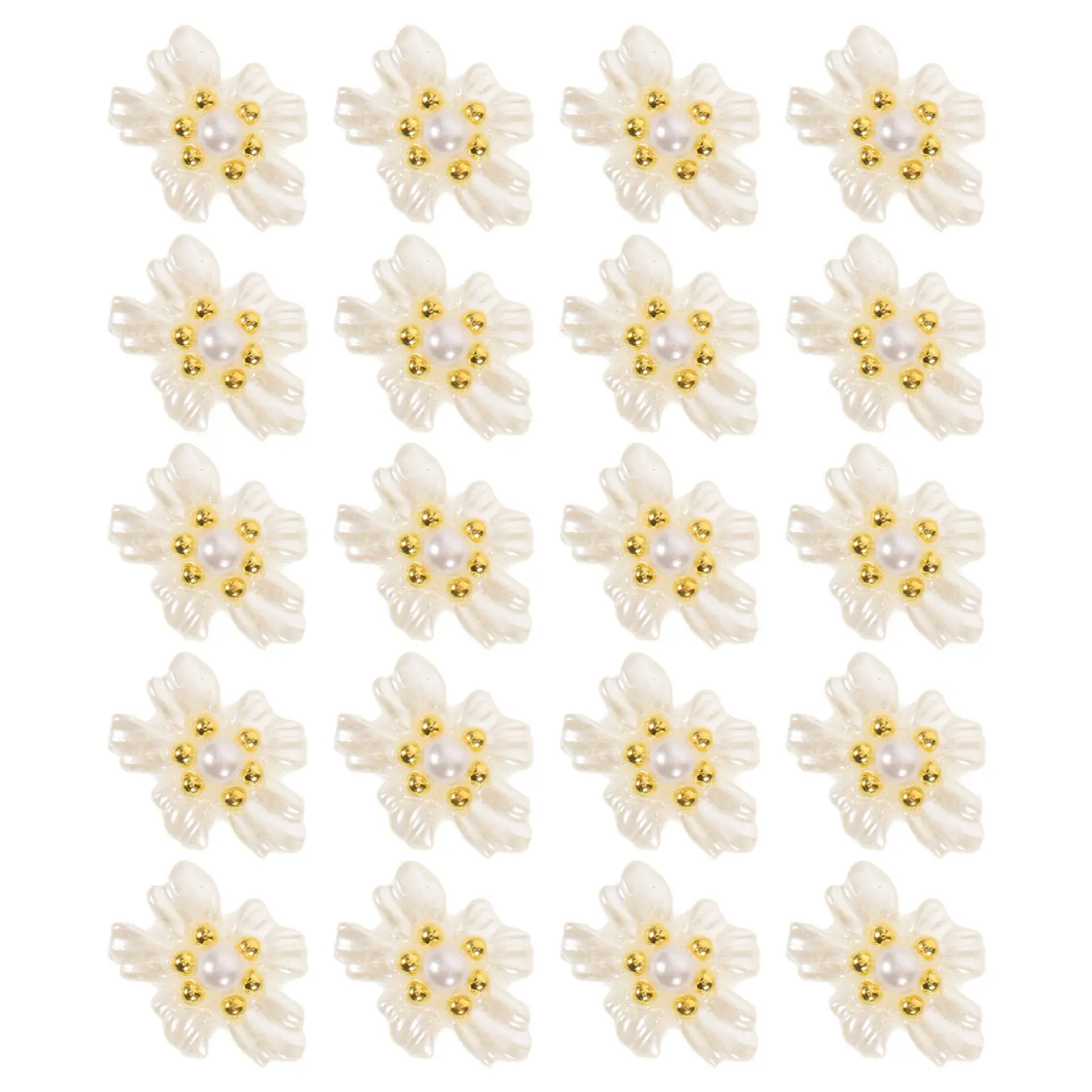 

20Pcs Crystal Nail Charm Flower Decorations Acrylic Pearl Floral 3D Nail Art Accessories Party Nails Gems Blossom Jewelry
