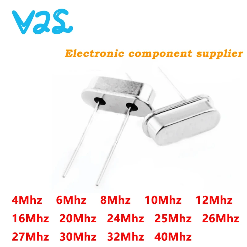 (10pcs) HC-49S 4Mhz 6Mhz 8Mhz 10Mhz 12Mhz 16Mhz 20Mhz 24Mhz 25Mhz 26Mhz 27Mhz 30Mhz 32Mhz 40Mhz ..Crystal Oscillation DIP-2