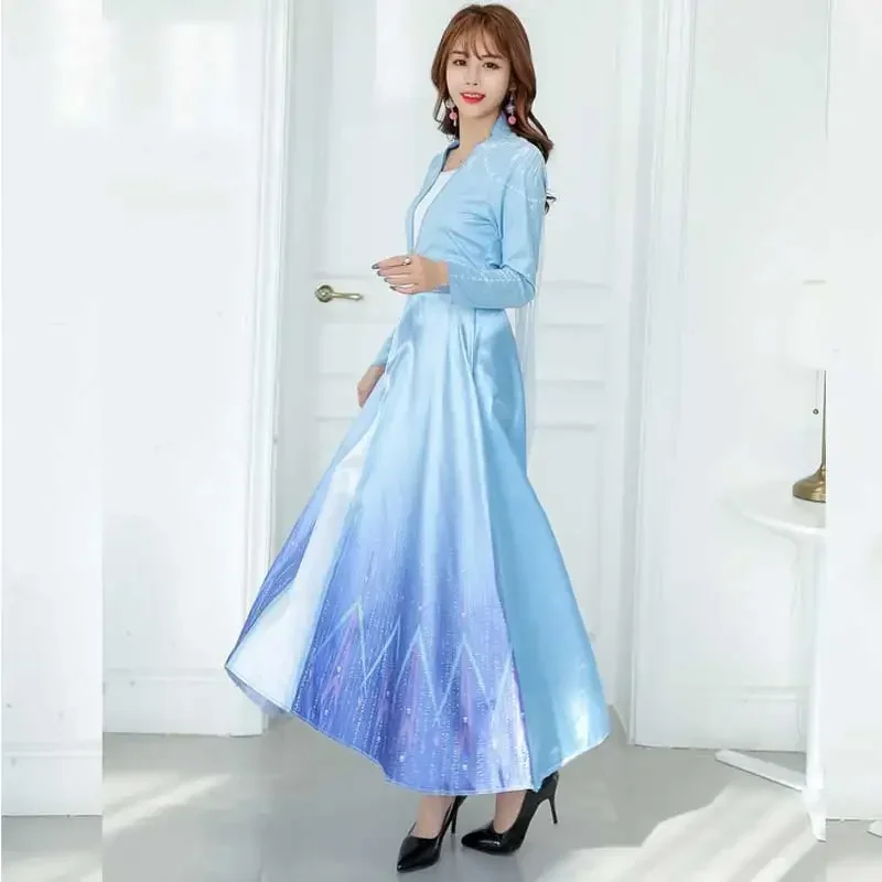 QQ8 2025 Disfraz iluminado de Elsa congelada para mujer, vestido de montar en el océano, Cosplay, nueva ropa, película de Anime para niños, juego de rol de princesa 5Lk¥