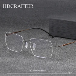 HDCRAFTER Rimless Glasses Frame 12g Titanium Men Women Square Prescription Optical Lenses Eyeglasses Eyewear Gafas Frames oculos