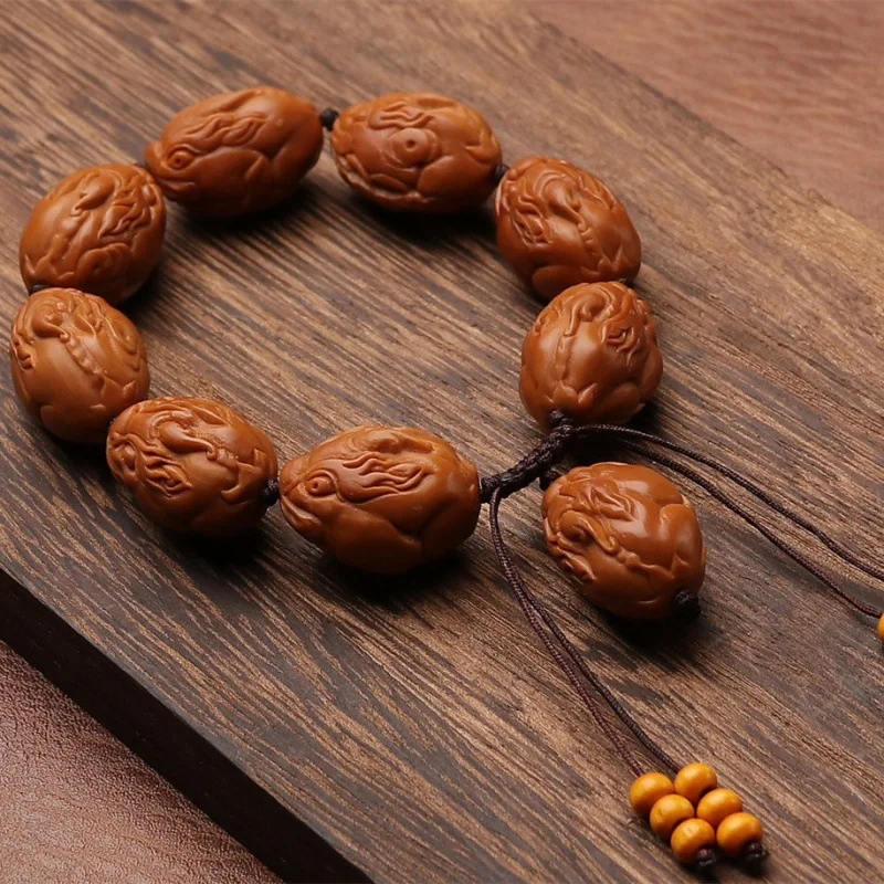 Factory Direct Supply Olive Nut Carved Money Drawing Pi Xiu Bracelet Stone Carving Xiangrui Hand-Held Collectible Artsy Obj