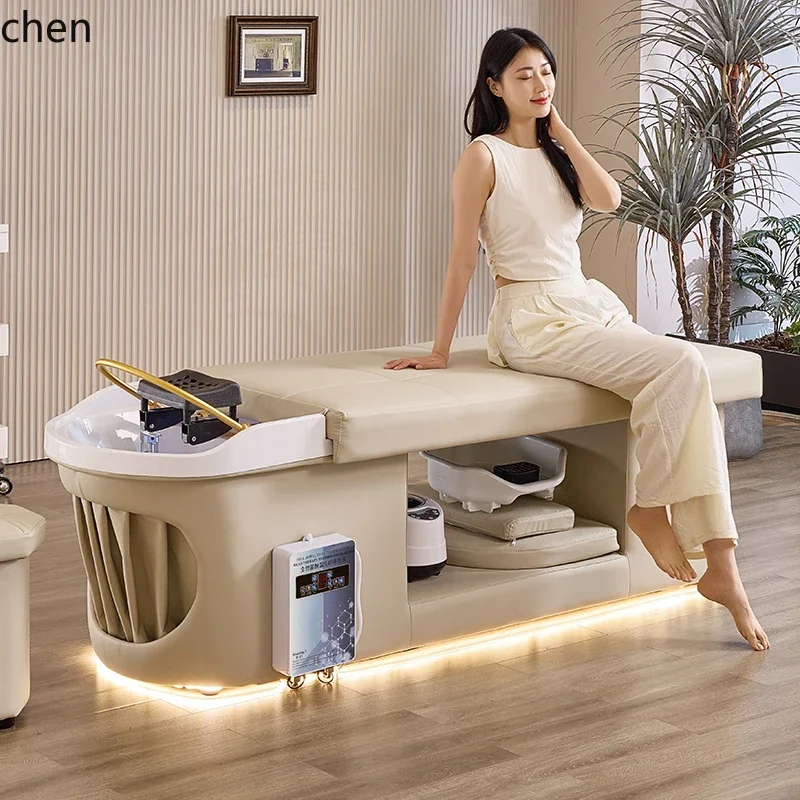 high-end head treatment bed beauty massage barber shop special water circulation fumigation integrated shampoo bed