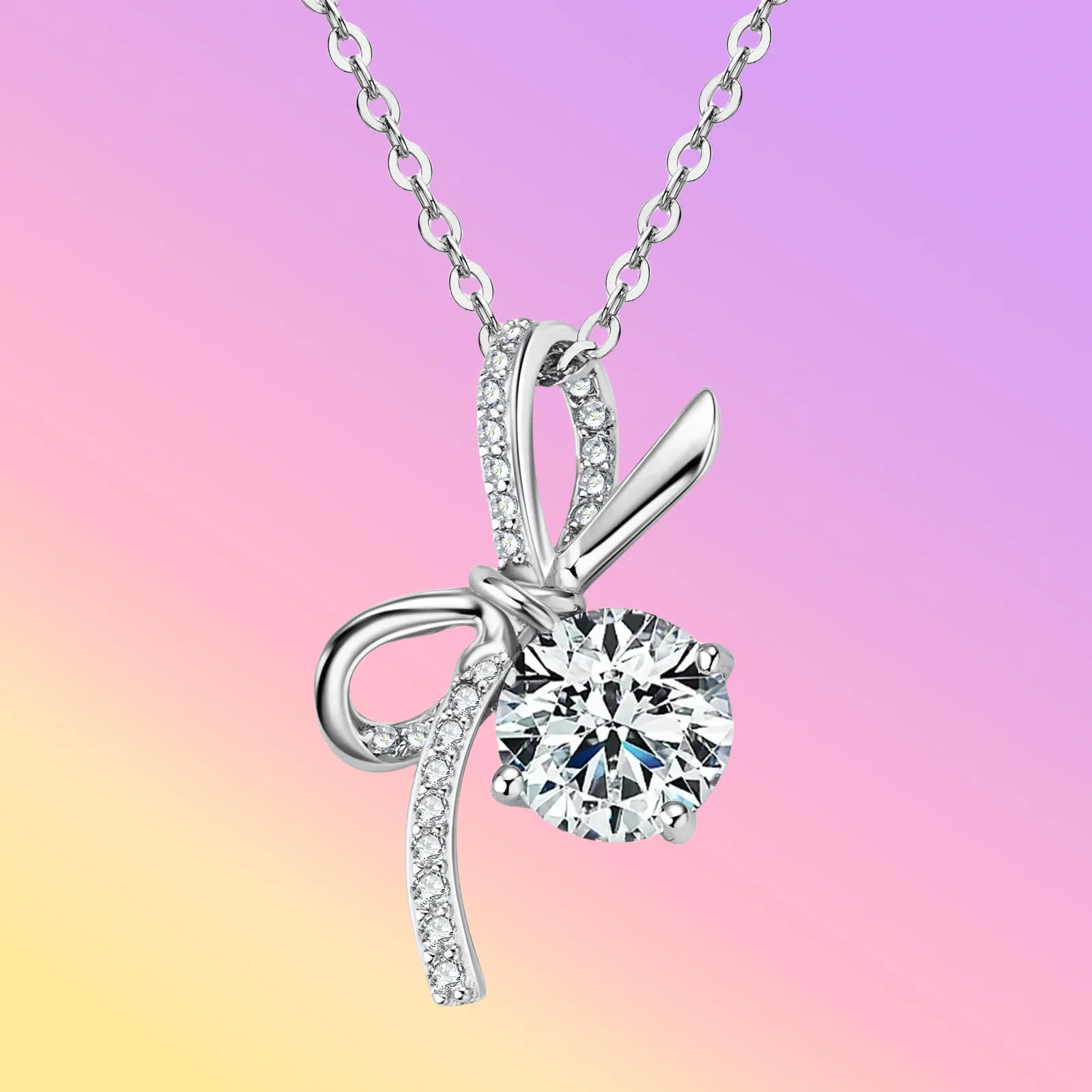 

New Hot-selling Internet Celebrity Light Luxury Niche Zircon Collarbone Chain S925 Sterling Silver Bow Necklace Women