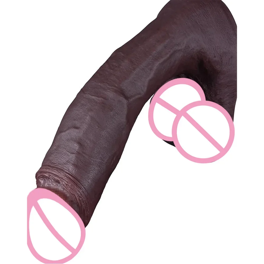 Black Realistic Dildo Feel Like Skin Big Penis Penetration Anal Plug Hands-Free Play Fake Dick Adult Sex Toys for Men and Women