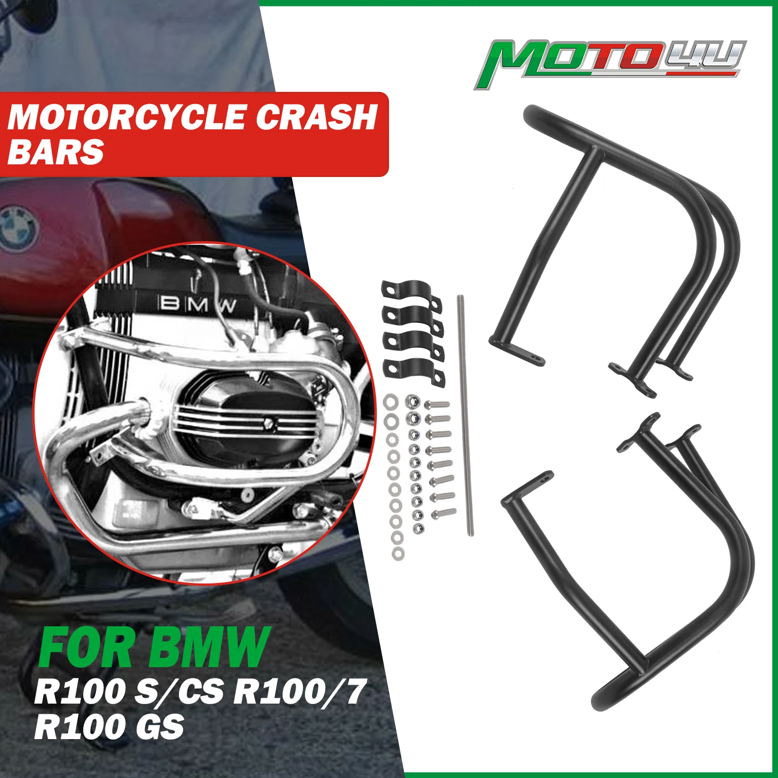 For BMW R50 R60 R75 R90 R90S Cafe Racer Motorcycle Bumper Bar Frame Protector Black Wrap Around Protection Crash Bars Krause