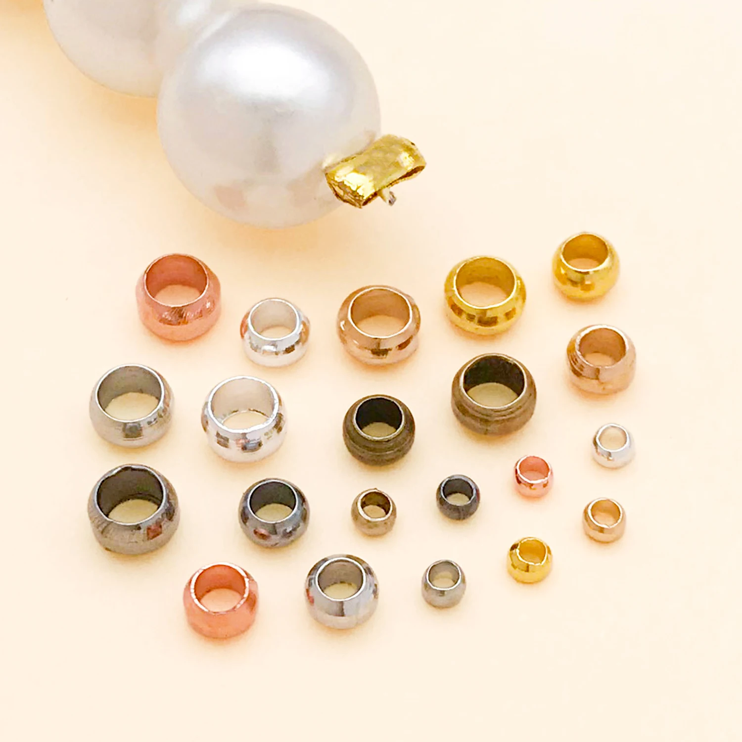 5g/lot 1.5-3mm Gold Silver Copper Ball Crimp End Beads Dia  Spacer Beads For DIY Jewelry Making Supplies Accessories