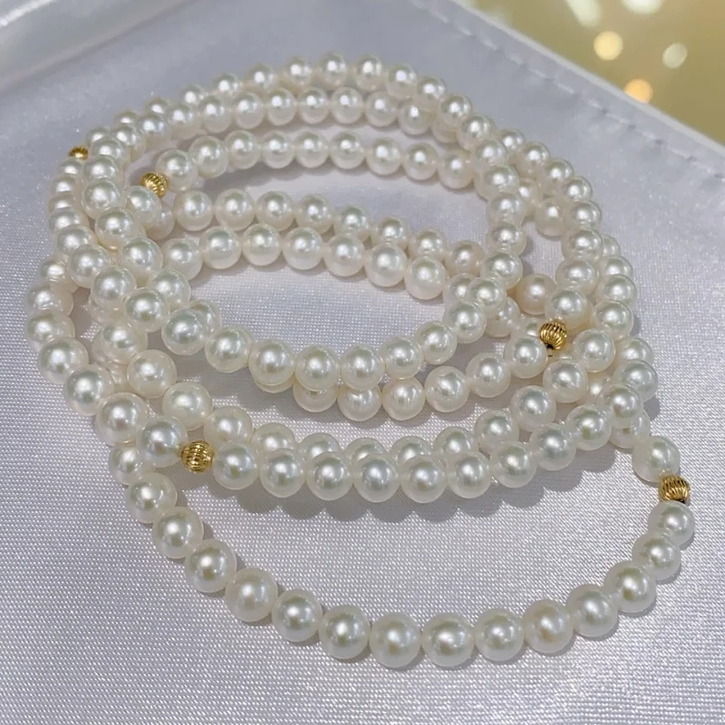 

SGARIT Fine Jewelry 14k Filled Gold Bangle Natural Fresh Water 4-5mm Pearl Bracelets for Women Everyday Wear