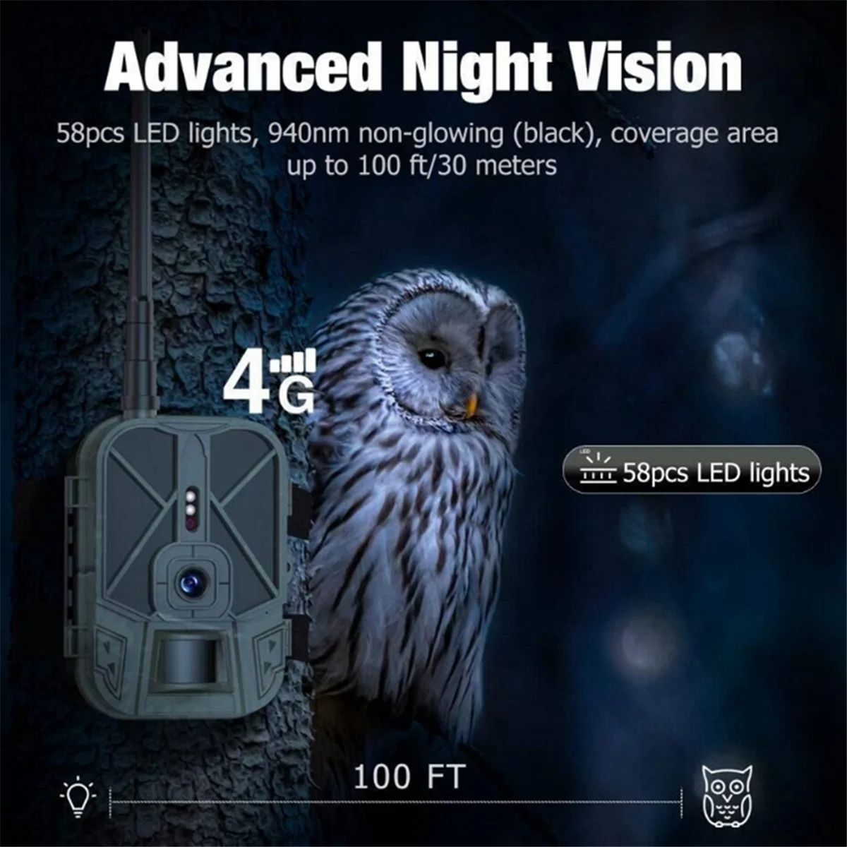Upgraded 4G 4K 36MP Wildlife Camera with APP Control and Night VisionIn