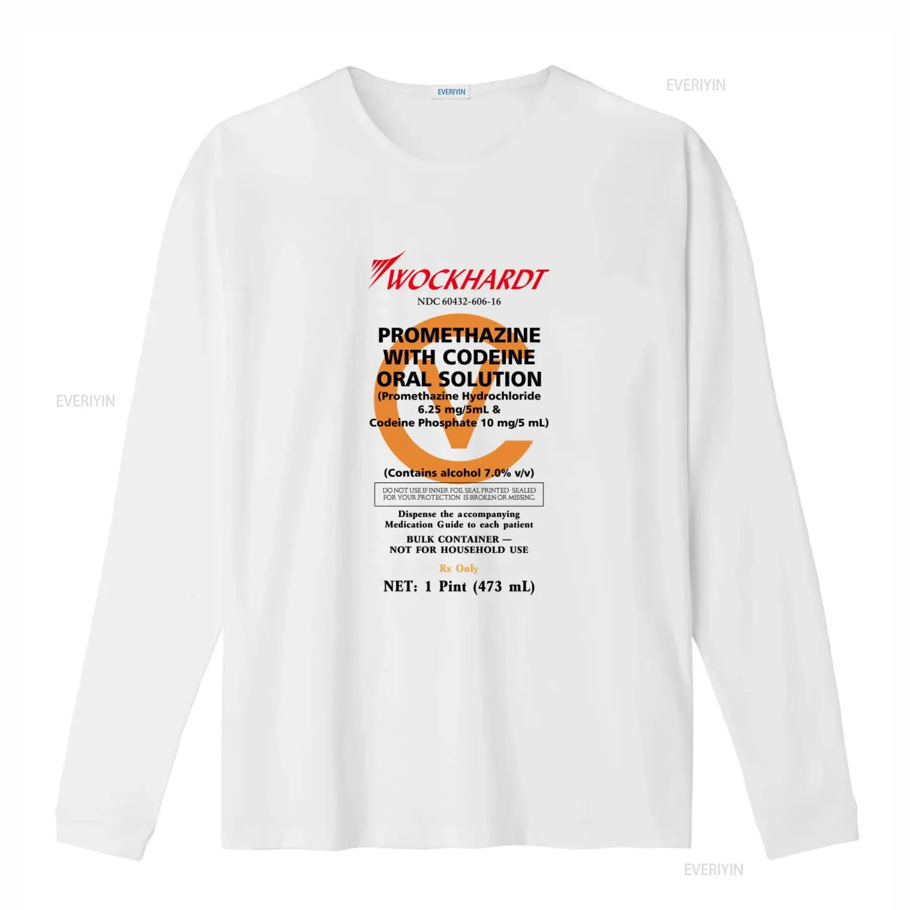 Lean T Shirt Wockhardt Design Promethazine with Codeine Oral Solution Print vintage Washed homme Soft Top For Everyday Wear