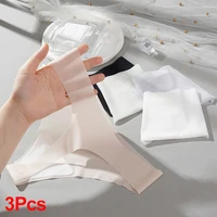 Lot de 3 culottes string ultra-fines sans couture pour femme, taille basse, invisibles, séchage rapide, en soie glacée, tailles M-XL pour l'été 1