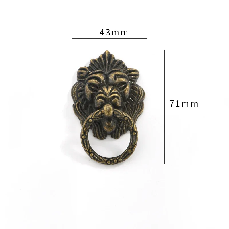 New Chinese Antique Lion Head Zinc Alloy Drawer Wine Box Packing Box Handle Decoration Pull