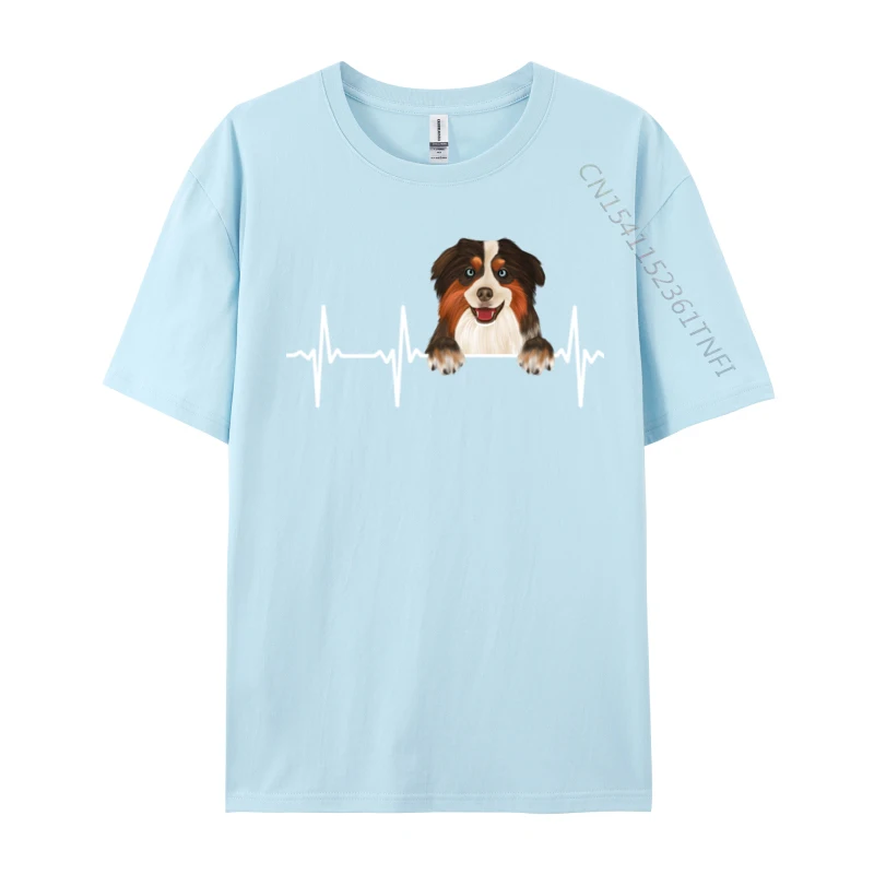 Funny Dog Heartbeat For Miniature American Shepherd Lovers Crazy Tops & Tees For Men Prevalent Cotton T Shirt Leisure T-Shirts