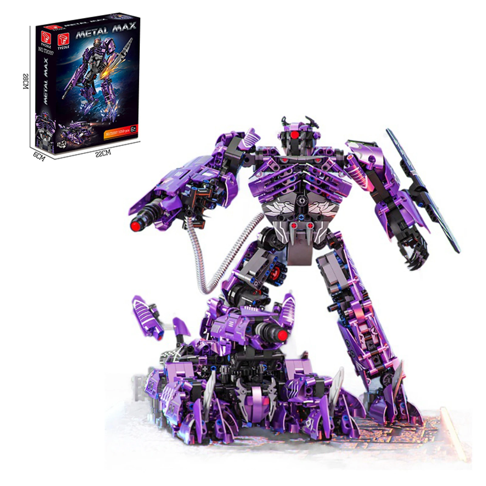 

T2097 1058pcs 2-in-1 Transformer Mech Model Mecha Robot Building Kit with LED Lights STEM Toy for Kids Collectors Display Gift