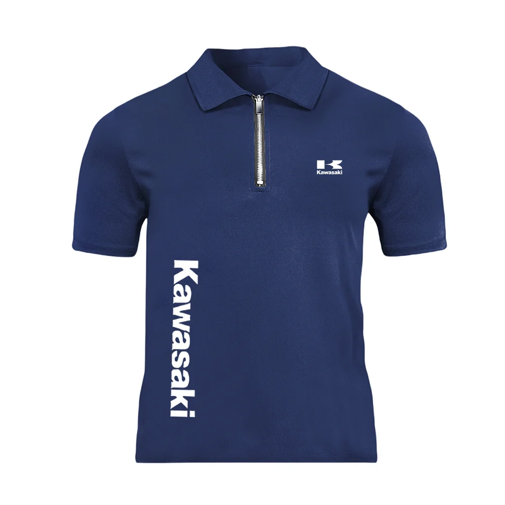 

KAWASAKI motorcycle shirt men's short sleeved polo shirt, casual lapel T-shirt, fashionable and breathable summer versatile top