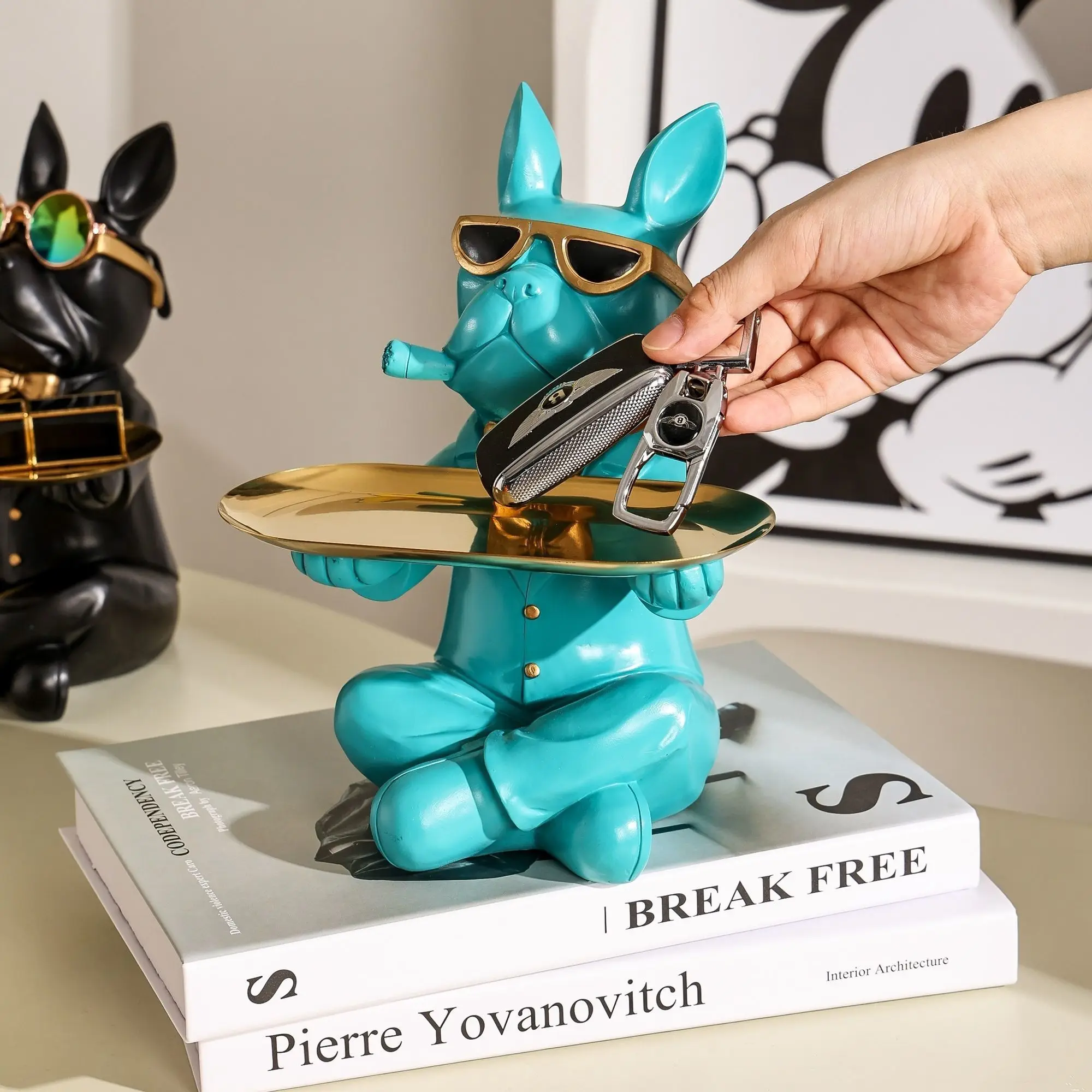 

Премиум смола абстрактный поднос для курения французского бульдога прихожая украшение для хранения детская копилка домашний декор многофункциональный акцент