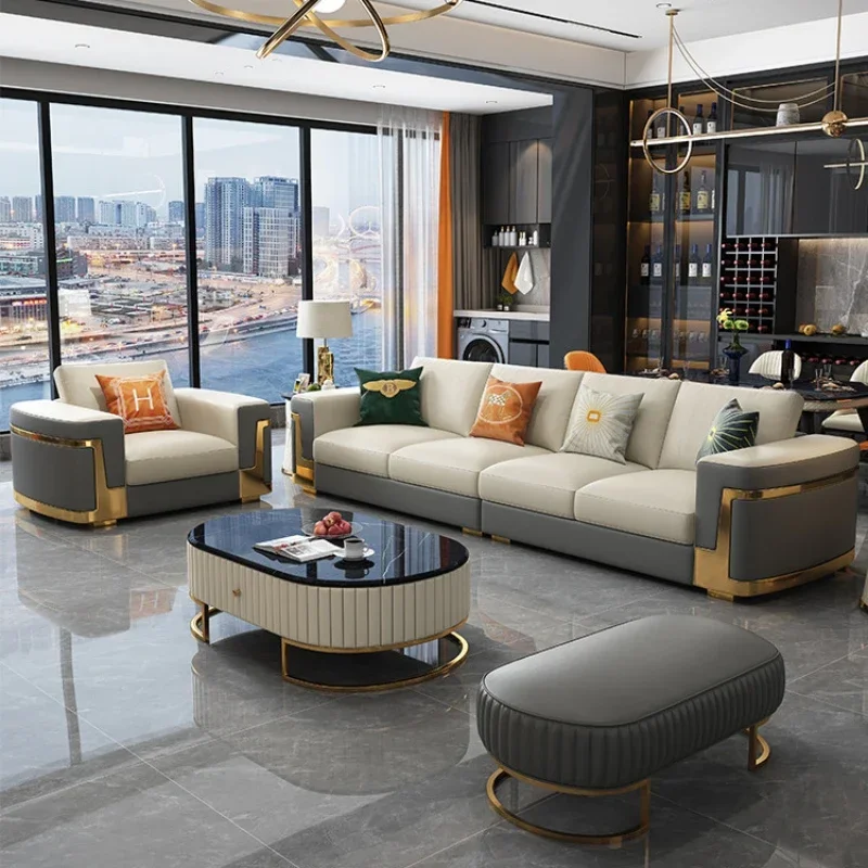 

Modern Genuine Leather Sofa Luxury Italian Designer 3 Piece Sofa Loveseat Floor Woonkamerbanken Livingroom Furniture Sets