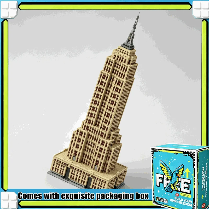 16990PCS Giant Art Deco Skyscraper Landmark Model Building Blocks DIY Creative Assembly Brick Set City Architecture Display