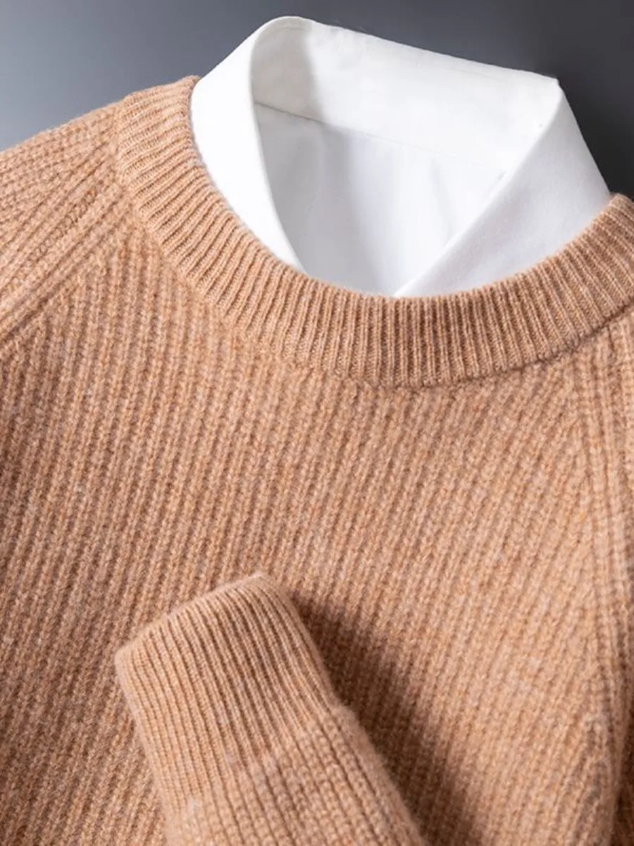 

Зимний утепленный свитер из двойной вязки для мужчин, свободный крой, большие размеры, повседневный, однотонный, универсальный вязаный пуловер