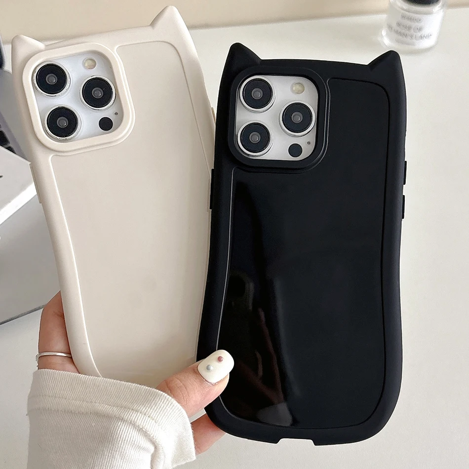 

Мягкий силиконовый чехол для телефона с милыми кошачьими ушками для iPhone 17 Pro Max Air 16 13 11 15 14 12 17promax противоударный защитный чехол