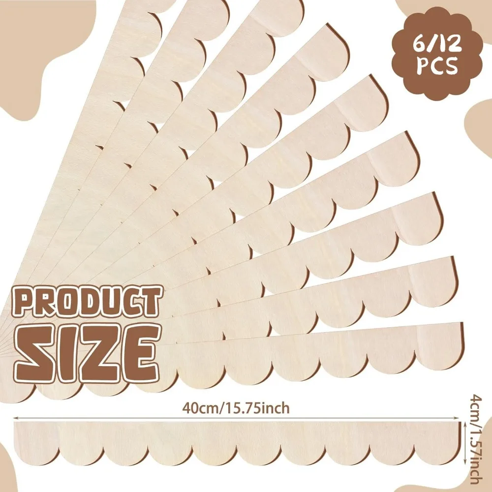 6 قطعة إطار خشبي على شكل مروحة غير مكتملة مزرعة عتيقة إطار حرفي مصنوع يدويًا تصميم قطاع الديكور إطار الحرف اليدوية #6