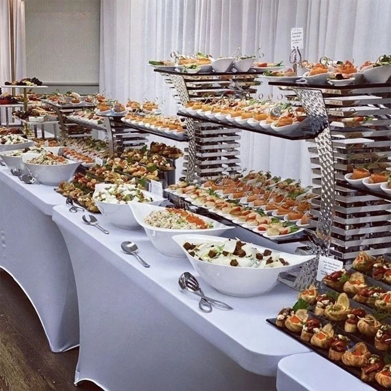 Wedding Decoration Hand Hammered Stainless Steel Buffet Rack Cake Rack Set Luxury