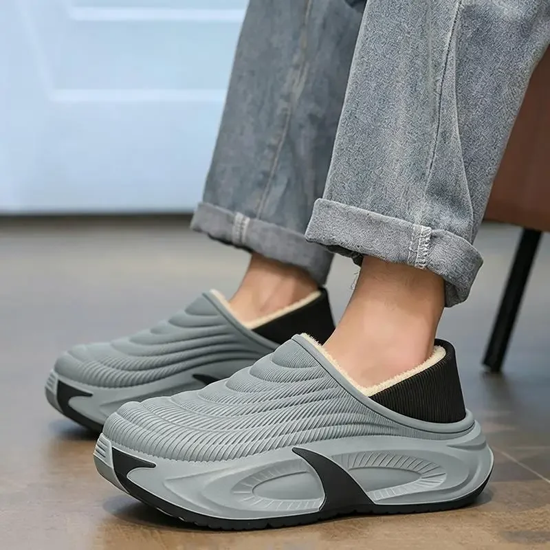Herren Winter 2026 Warme Plüsch-EVA-Hausschuhe Wasserdichte Weichsohlen-Plateauschuhe Rutschfeste Baumwollschuhe für Zuhause und Outdoor – Detail 6