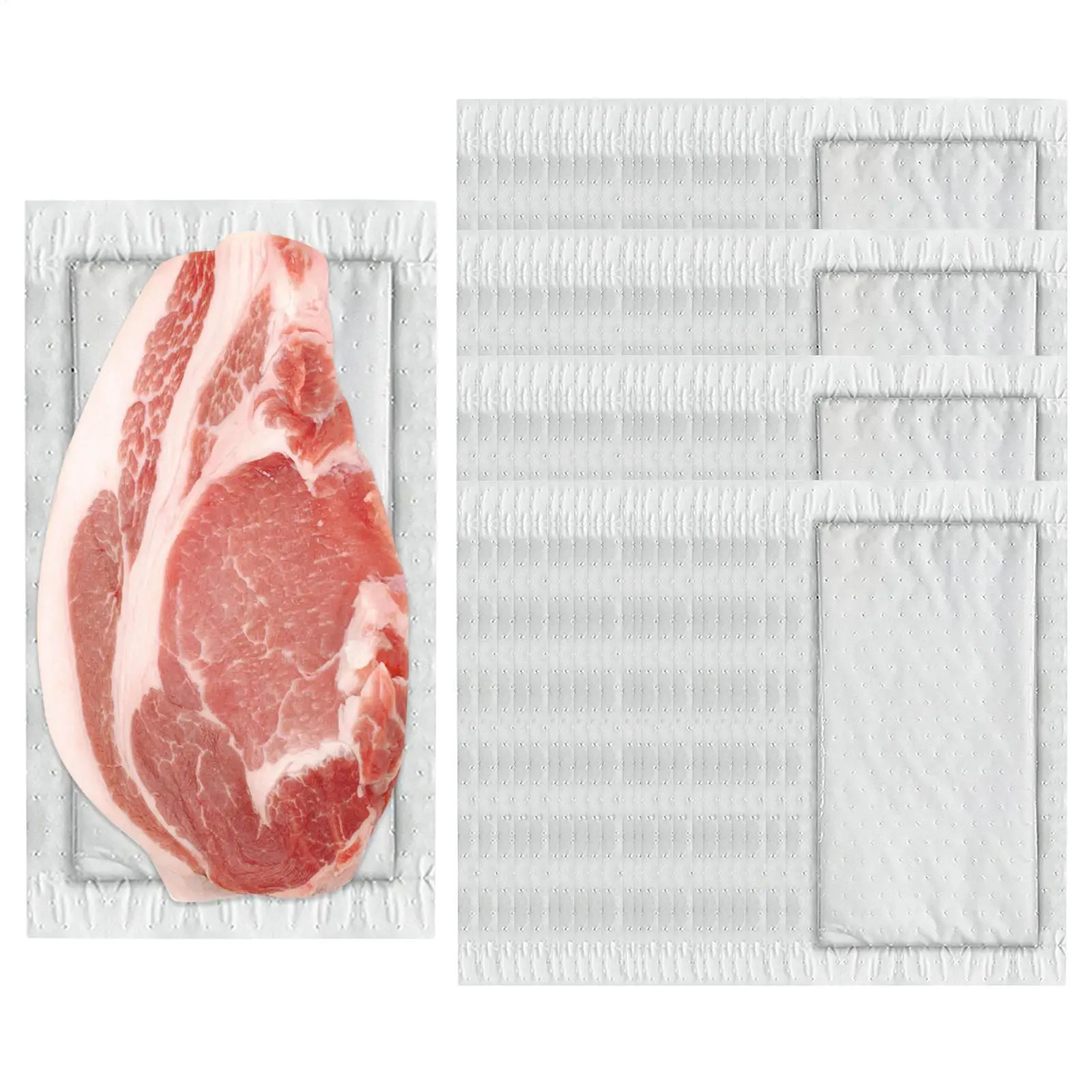 100PCS Food Safe Absorbent Pads, Hygienic Dri-Lock Sheets for Meat, Fish, Produce Packaging in Kitchen, Shop & Refrigerator