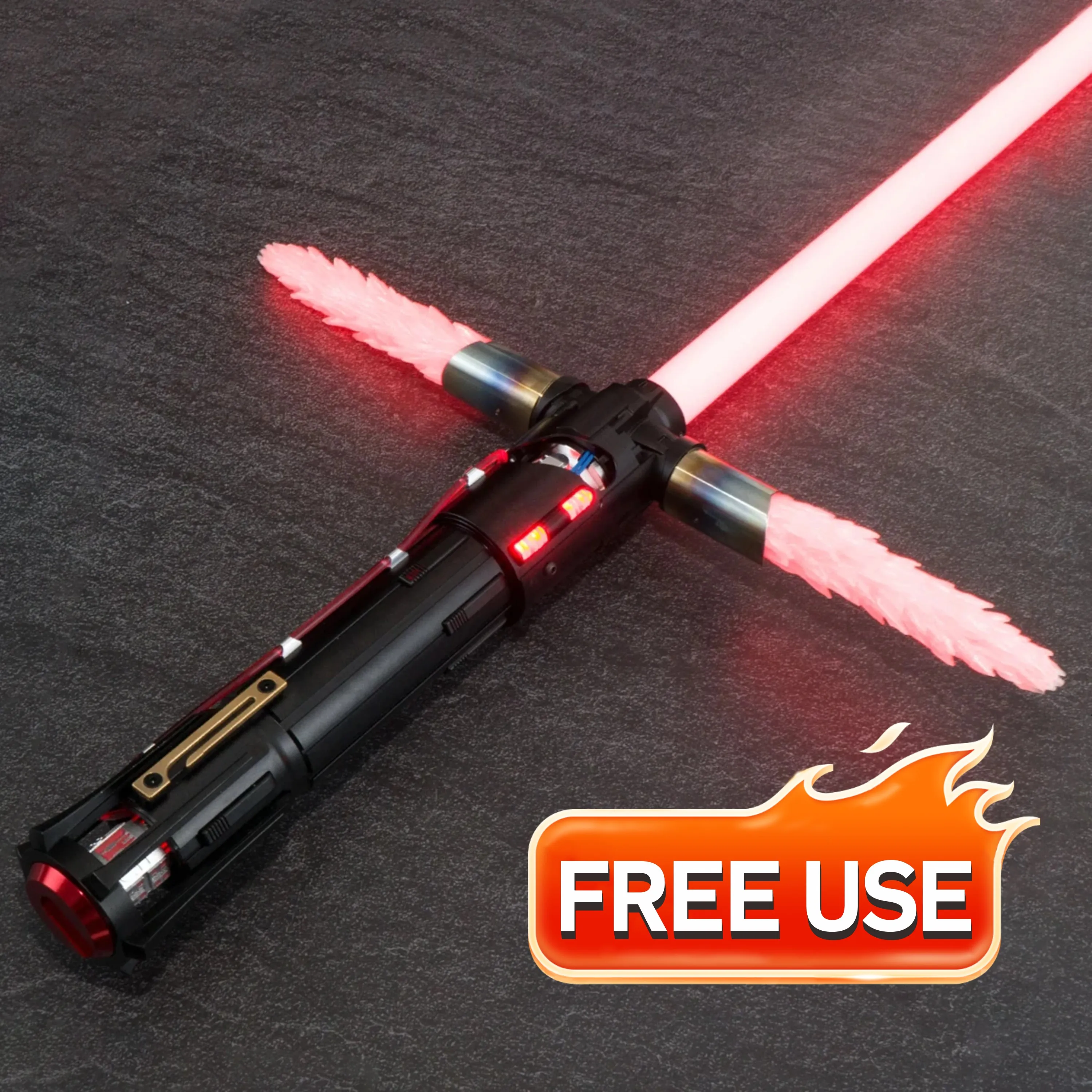 89sabers Crystal Kylo Ren Proffie V3.9 tablero Neopixel Lightsabers con llama de fuego hoja principal 2 cuchillas laterales duelo pesado