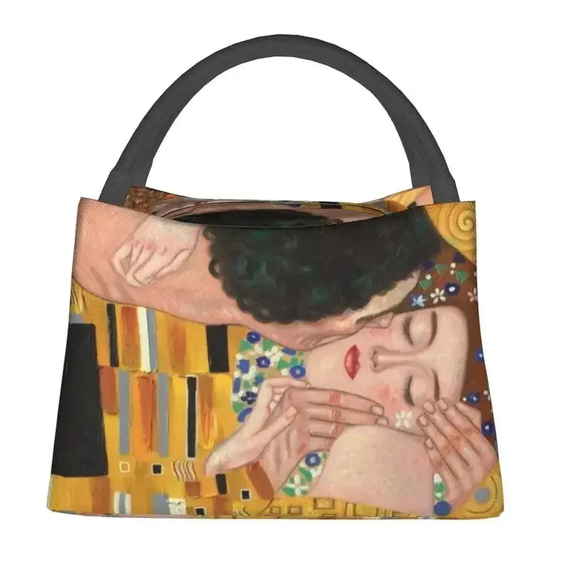 The Kiss By Gustav Klimt Thermal Insulated Lunch Bags Women Painting Art Resuable Lunch Tote Travel Storage Meal Food Box