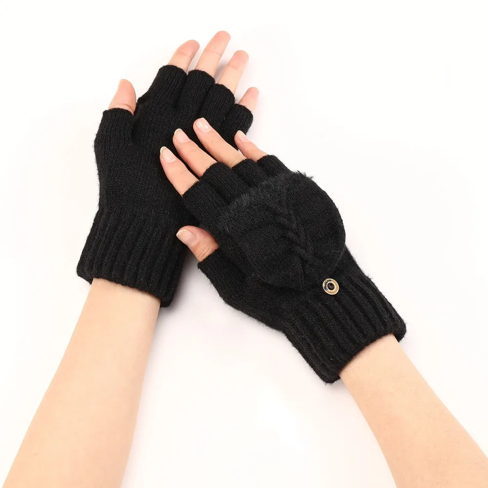 

Fashion Flip Cover Fingerless Gloves Anti-slip Touchscreen Children Gloves Parsnip Soft Half Finger Gloves Girls