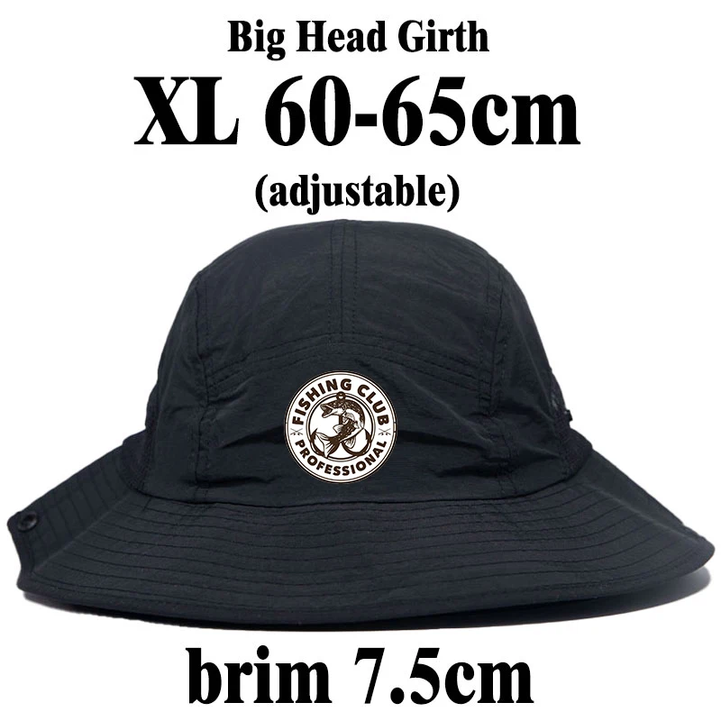 Big Head 60-65cm Waterproof Bucket Hat Men Outdoor Fishing Club Print Adjustable Sun Boonie Cap (Панама Для Рыбалки Мужская)