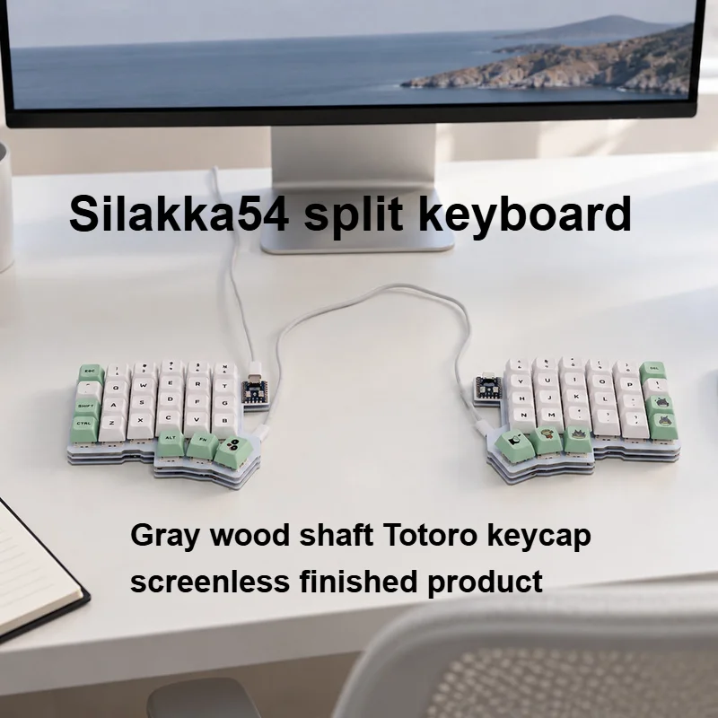 Silakka54 Wired Fr4 Split Mechanical Keyboard Ergonomic Split Customization Zmk Hot-swappable Left Right Keyboard Kit Accessory