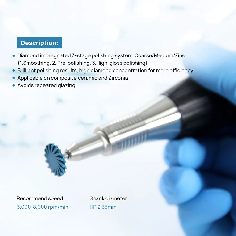 5 Boxen AZDENT Dental Composite Polier-Diamantscheibe 14 mm Rad grob mittel fein Kit HP 2,35 mm für Keramik-Zirkonoxid-Zahnmedizin – Detail 5