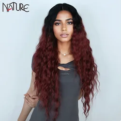 Perruque Lace Front Wig synthétique ondulée pour femme, 30 pouces, perruque brune ombrée, fibre de degré de chaleur, 03/Cosplay 03/Wigs