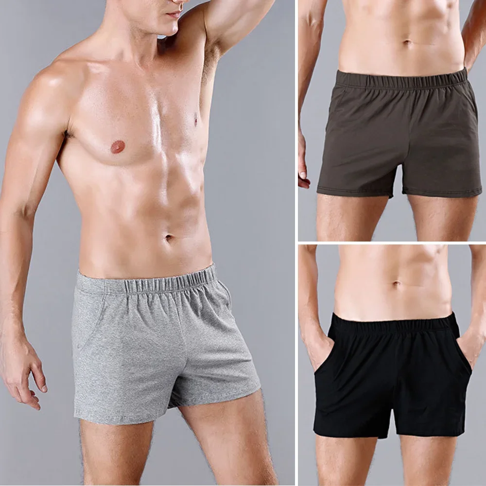 Roupa interior para homens verão calcinha shorts moda verão respirável sono calças casuais algodão secagem rápida colorido troncos macios