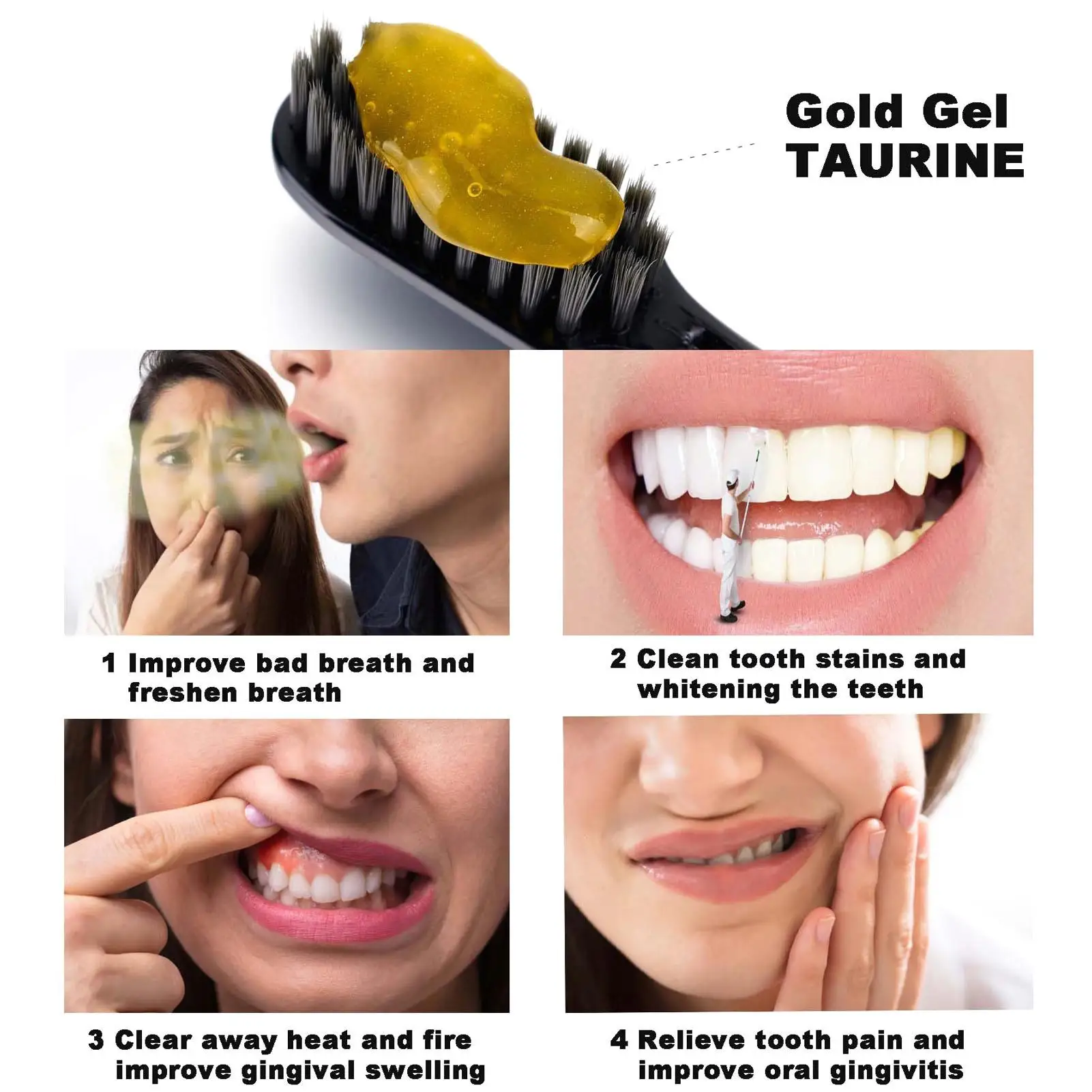 Gold Brighten Toothpaste 60ml | Gingivitis Improvement, Teeth Whitening, Fresh Breath- Gel Formula