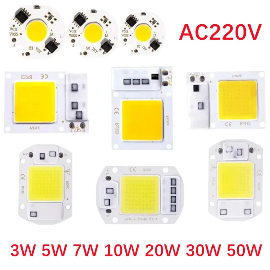 

10W 20W 30W 50W LED COB Chip AC 220V Smart IC No Need Driver 3W 5W 7W 9W LED Bulb Lamp For Flood Light Spotlight DIY Lighting