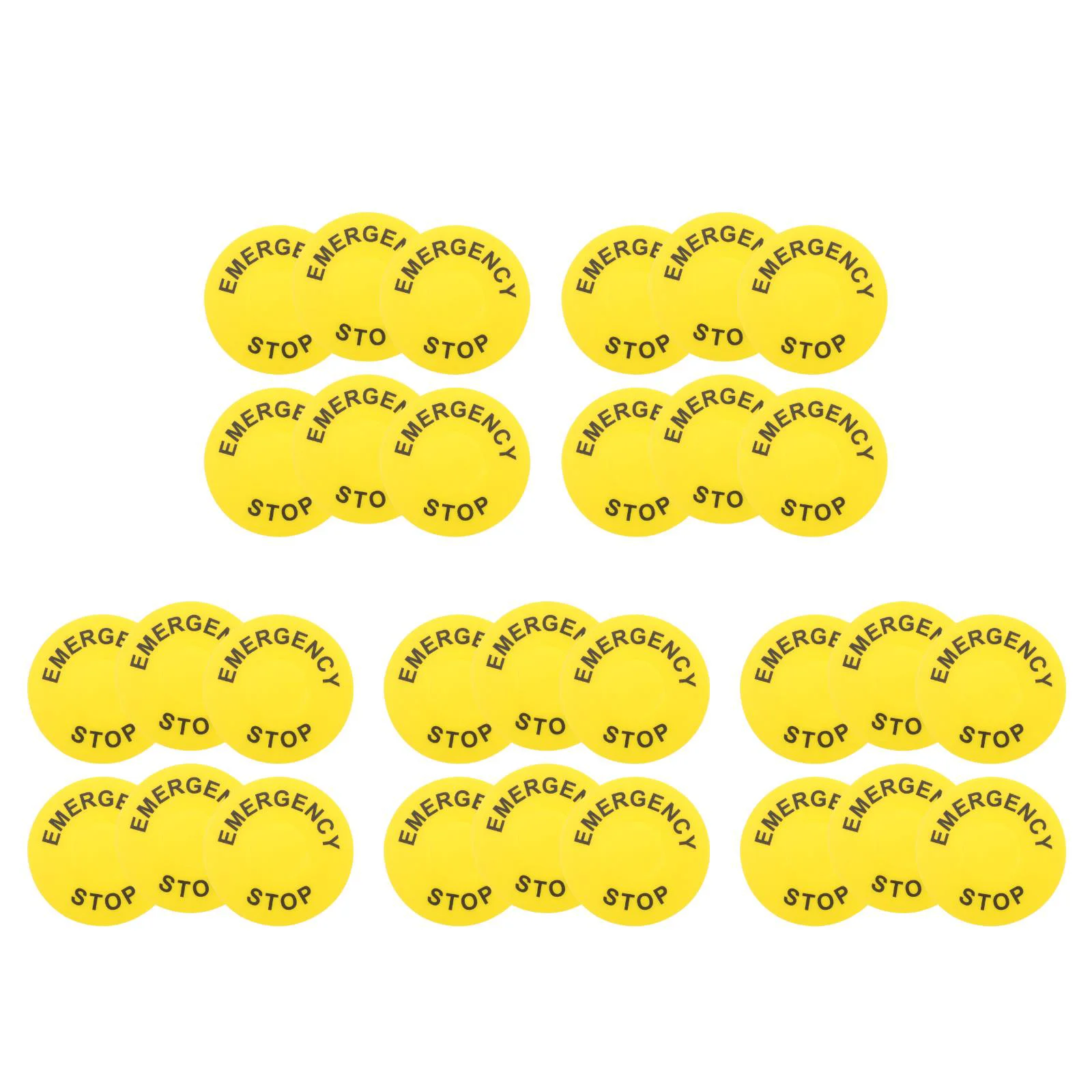 5 Count Sticker Emergency Stop Button Label Decal Warning Light Frame Electrical Applique Decals Push Safety Sign Yellow Labels