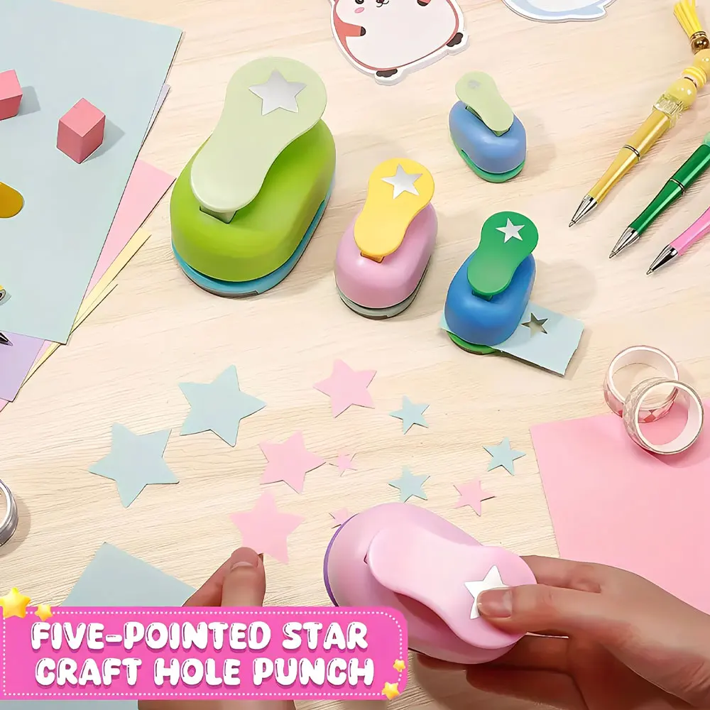 8/16/25/38/50mm five-pointed star punching machine labor-saving manual embossing machine creative DIY (random color)