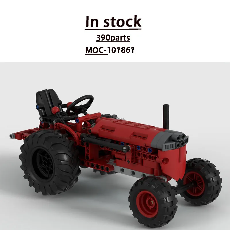

MOC-101861 Farm Classic 1980s Red Tractor Building Block Model 390 Parts Boys' Children's Birthday and New Year Toy Gift